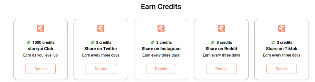 Earn credits in Starry AI